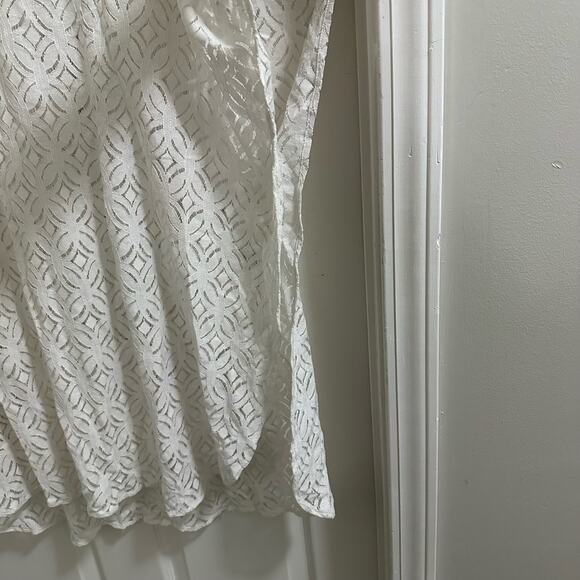 Cotton Bleu White Lace Knit Swimsuit Coverup Women's plus size 1X Boho beach NWT - Picture 7 of 7